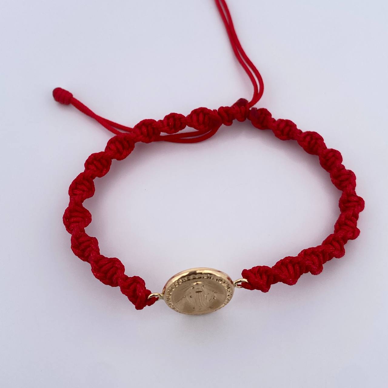 Pulsera Tejida Roja Virgen Milagrosa 1.55gr / Oro Amarillo 18K &