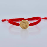 Red Woven Bracelet Saint Michael Archangel 0.8gr / 18K Gold