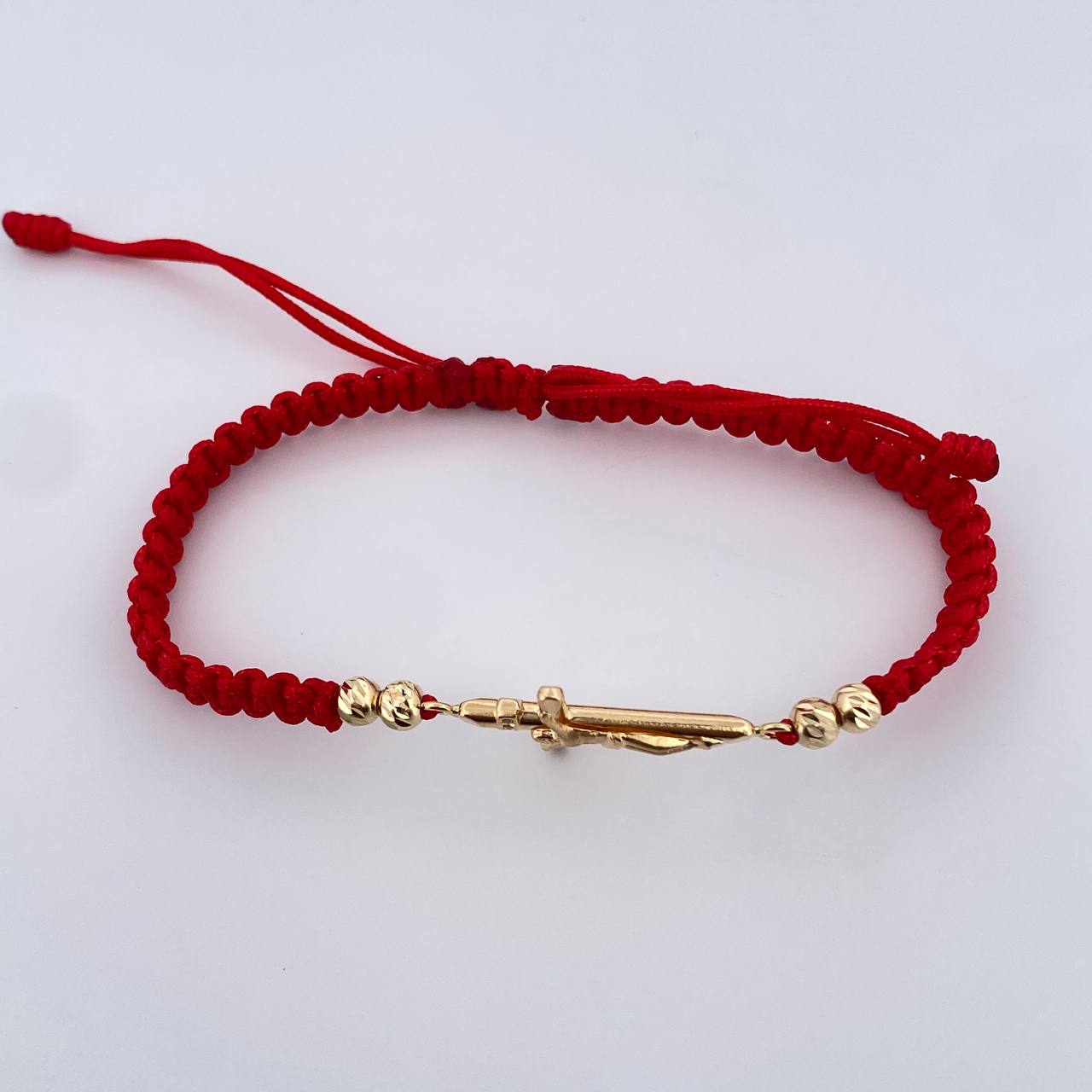 Woven Red Bracelet Christ Cross 1.5gr / 18K Gold