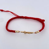 Woven Red Bracelet Christ Cross 1.5gr / 18K Gold