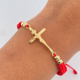 Woven Red Bracelet Christ Cross 1.5gr / 18K Gold
