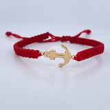 Woven Red Anchor Bracelet 0.7gr / 0.3in 18K Gold +0$