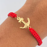 Woven Red Anchor Bracelet 0.7gr / 0.3in 18K Gold +0$