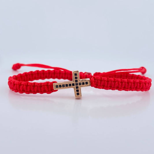 Woven Red Cross Bracelet 2.85gr / 18K Rose Gold &