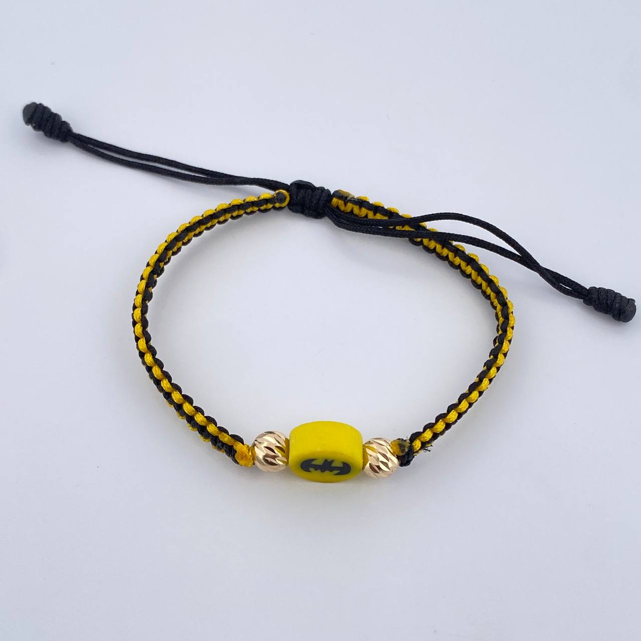 Woven Bracelet Yellow Black Bat 0.45gr / 18K Yellow Gold &