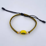 Woven Bracelet Yellow Black Bat 0.45gr / 18K Yellow Gold &