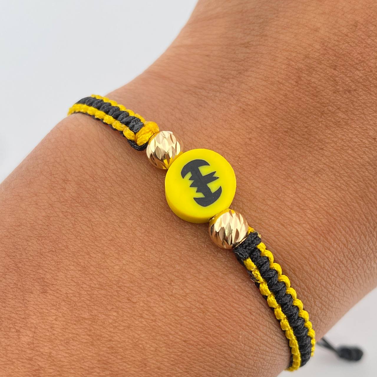 Woven Bracelet Yellow Black Bat 0.45gr / 18K Yellow Gold &