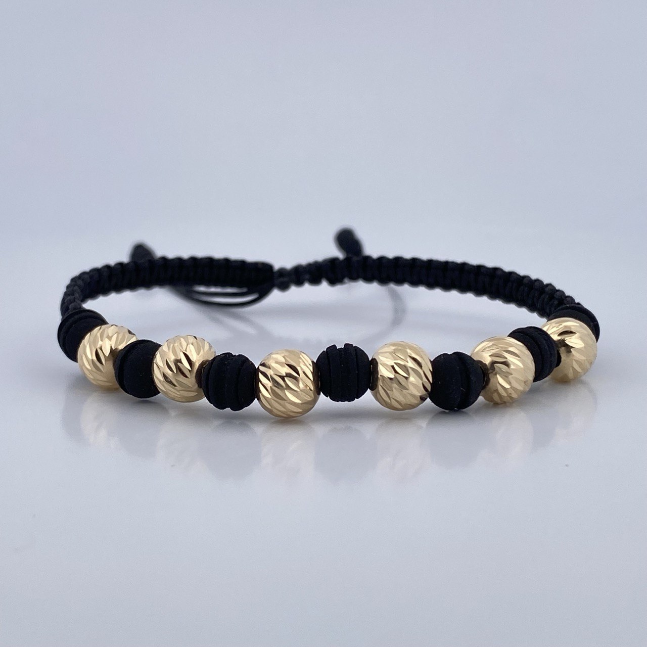 Black Woven Bracelet Beads 1.85gr / 18K Yellow Gold &