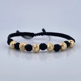 Black Woven Bracelet Beads 1.85gr / 18K Yellow Gold &