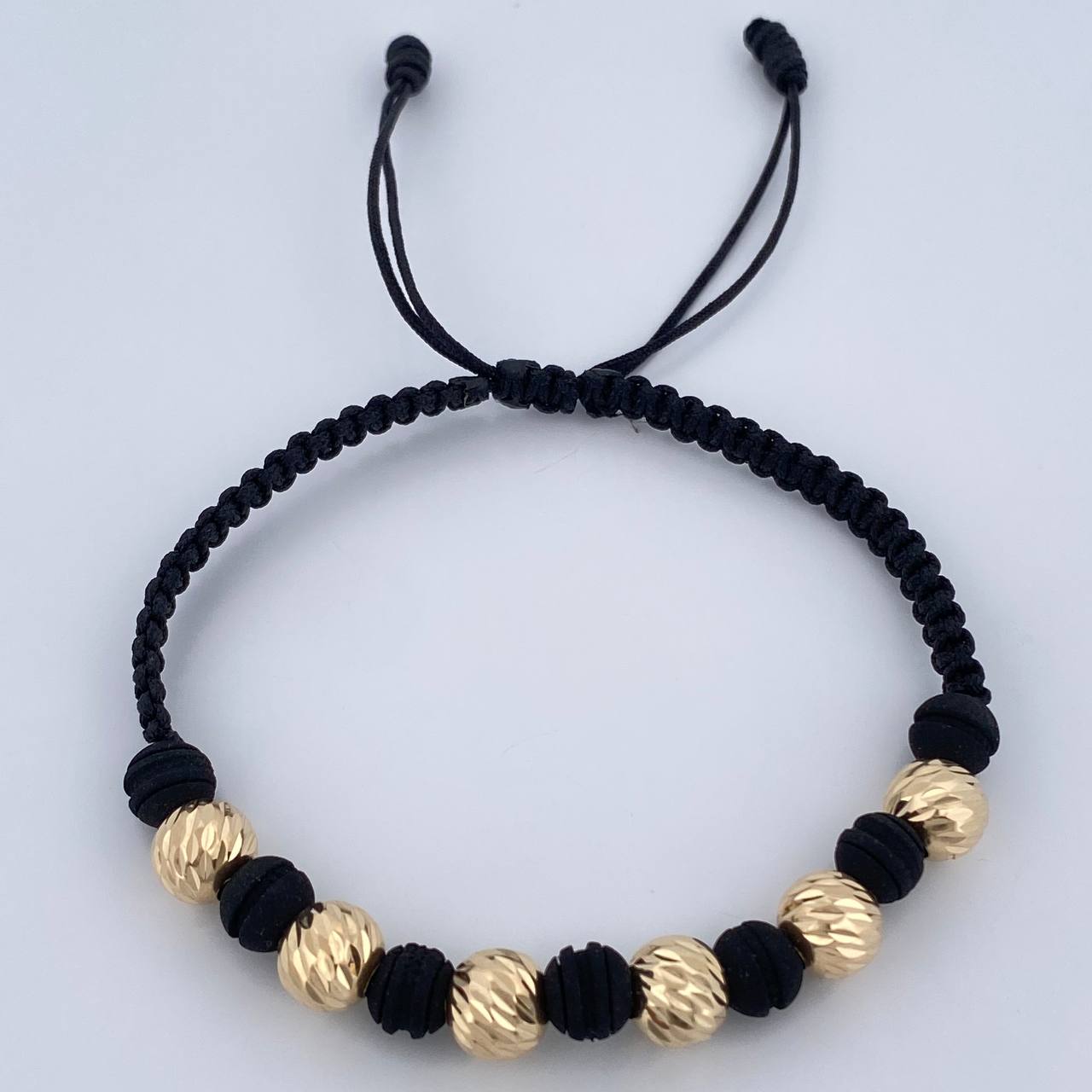 Black Woven Bracelet Beads 1.85gr / 18K Yellow Gold &