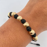 Black Woven Bracelet Beads 1.85gr / 18K Yellow Gold &