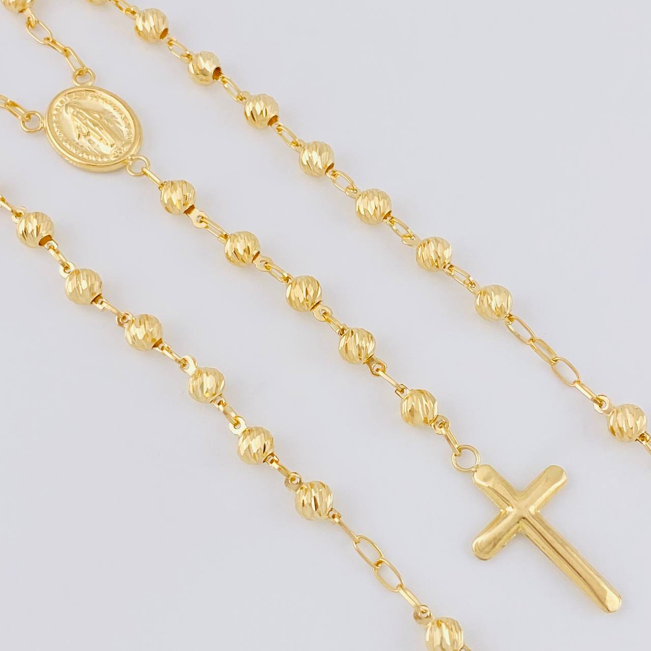 Rosario Rosario Virgen De La Milagrosa Cristo Curvo Diamantado 11.65 g / 24 1/4 in / 4mm mm Oro Amarillo 18K
