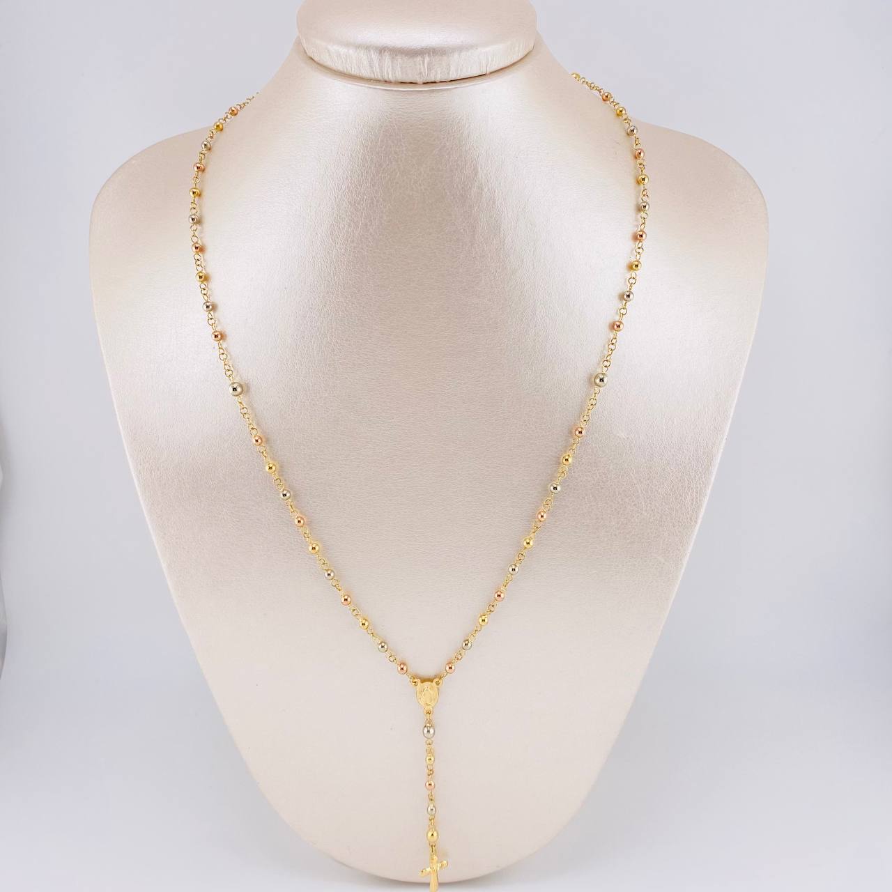 Rosario Virgen De La Milagrosa Liso 5.9g / 20 in / 3mm-4mm mm Tres Oros 18K