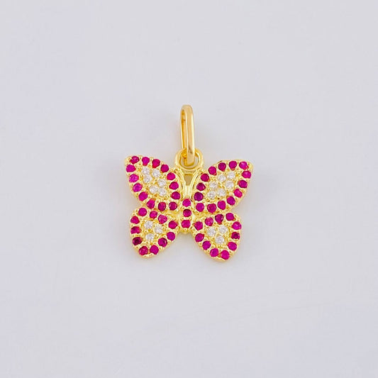 Dije Mariposa Roja 1.5 g / 3/4 in Oro Amarillo 18K