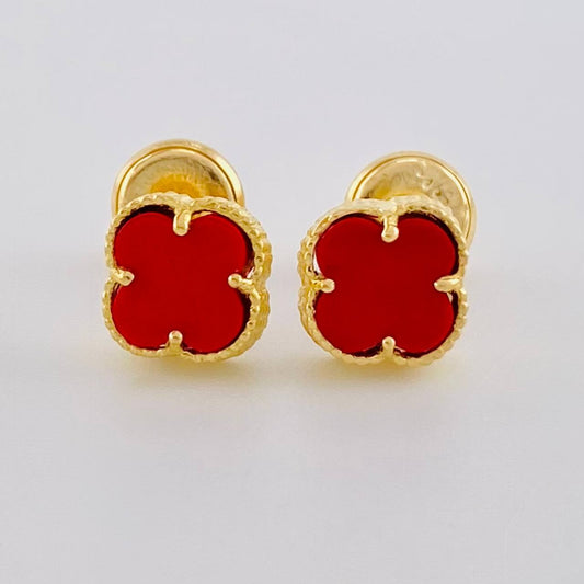 Topos Trébol Rojo 1.3 g / in / 6.3 mm Oro Amarillo 18K