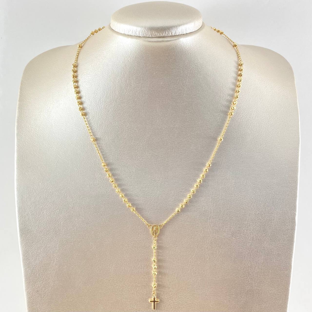 Miraculous Virgin Rosary Polished Cross 6.75gr / 17.7in / 18K Yellow Gold