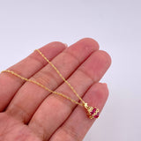 Set Singapore Chain + Sacred Heart Pendant / 1.7g / 24 in 18K Yellow Gold