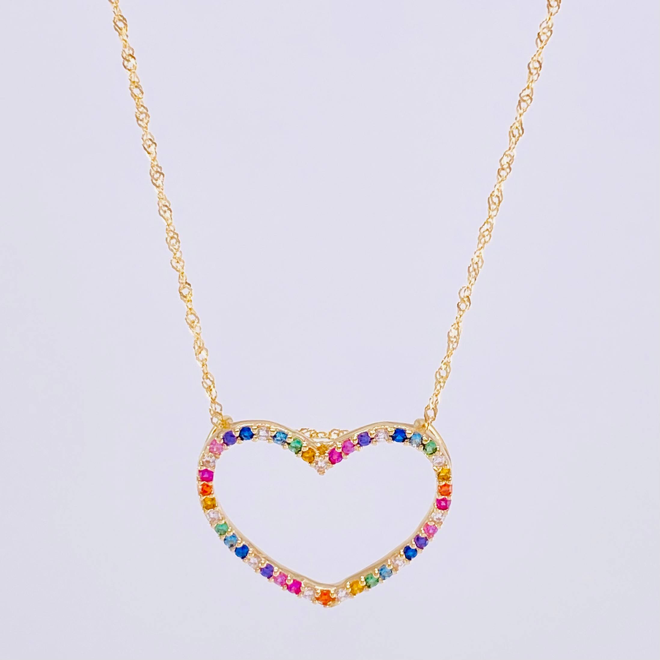 Set Cadena Singapur + Dije Silueta Corazón / 2g / 24 in Oro Amarillo 18K