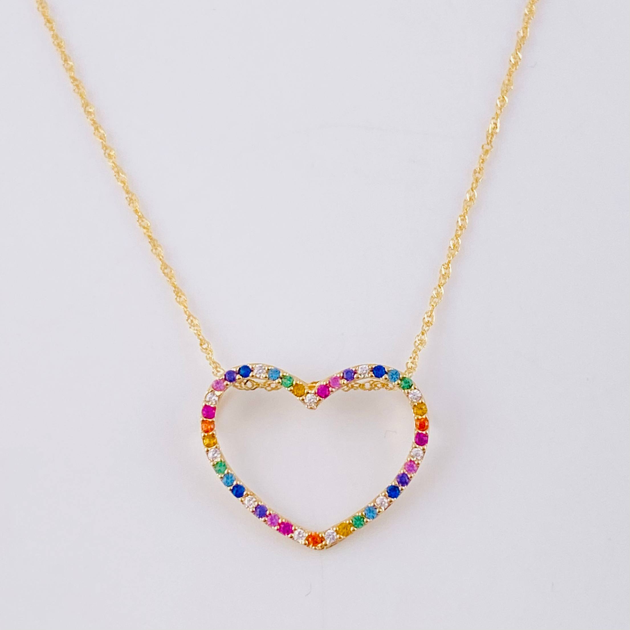 Set Cadena Singapur + Dije Silueta Corazón / 2g / 24 in Oro Amarillo 18K