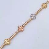 Tennis Bracelet Clover 14.75gr / 7.7in / Three Golds Nac.Esp. 18K $