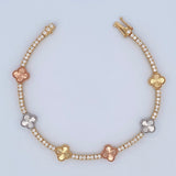 Tennis Bracelet Clover 14.75gr / 7.7in / Three Golds Nac.Esp. 18K $