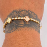 Tennis Bracelet Clover 14.75gr / 7.7in / Three Golds Nac.Esp. 18K $