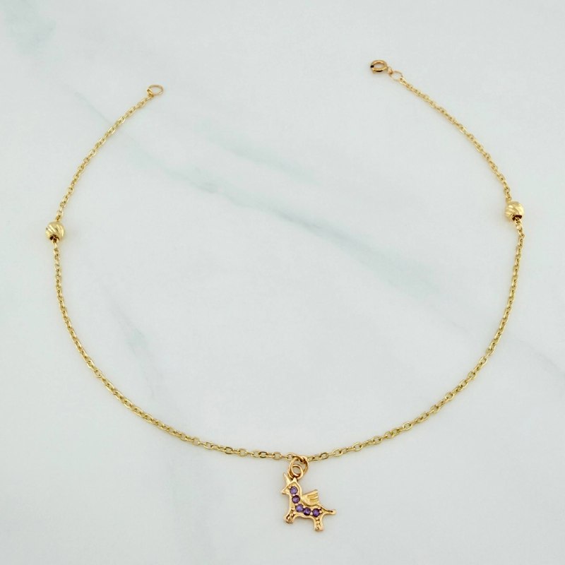 Tobillera Aro Seguido Unicornio 1.75 g / 9 3/4 in / 4 mm Oro Amarillo 18K