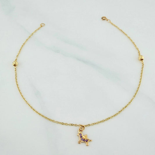 Classic Link Unicorn Anklet 1.75 g / 9 3/4 in / 4 mm Yellow Gold 18K