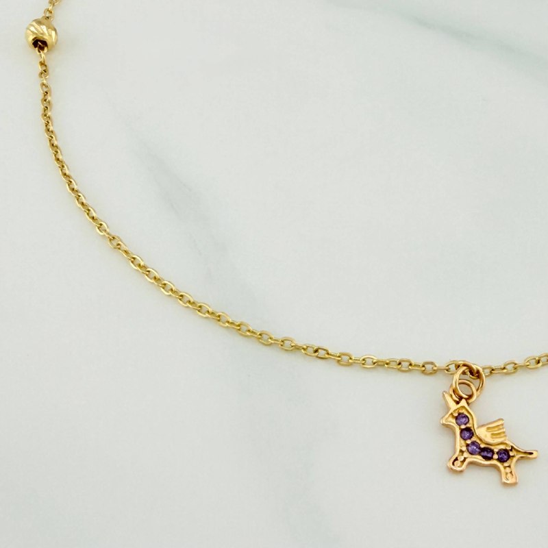 Tobillera Aro Seguido Unicornio 1.75 g / 9 3/4 in / 4 mm Oro Amarillo 18K