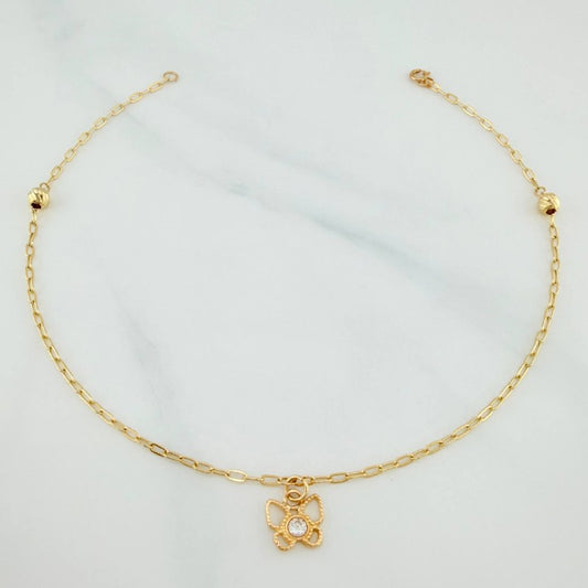 Butterfly Box Anklet 1.8 g / 9 3/4 in / 4 mm 18K Yellow Gold