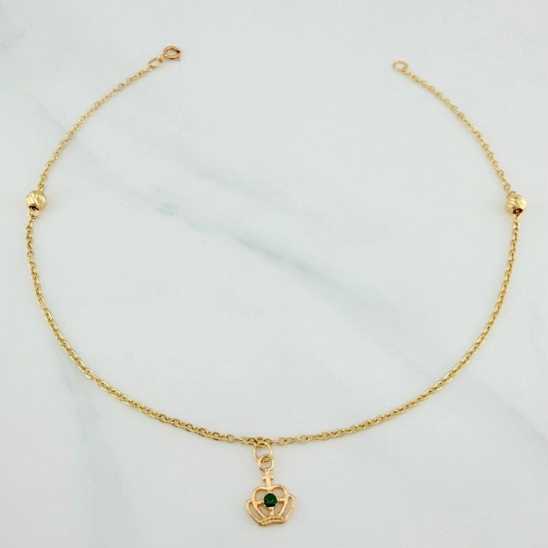 Tobillera Aro Seguido Corona 1.7 g / 9 3/4 in / 4 mm Oro Amarillo 18K