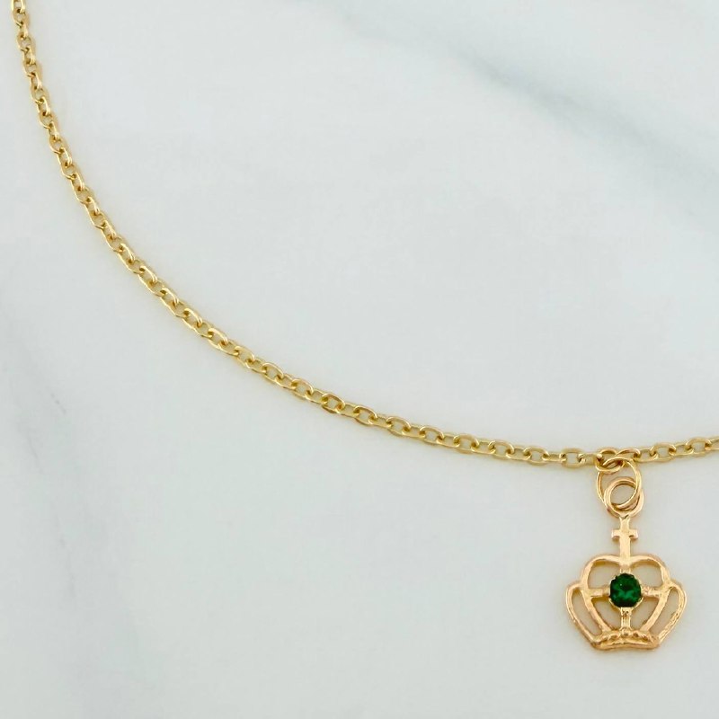 Tobillera Aro Seguido Corona 1.7 g / 9 3/4 in / 4 mm Oro Amarillo 18K