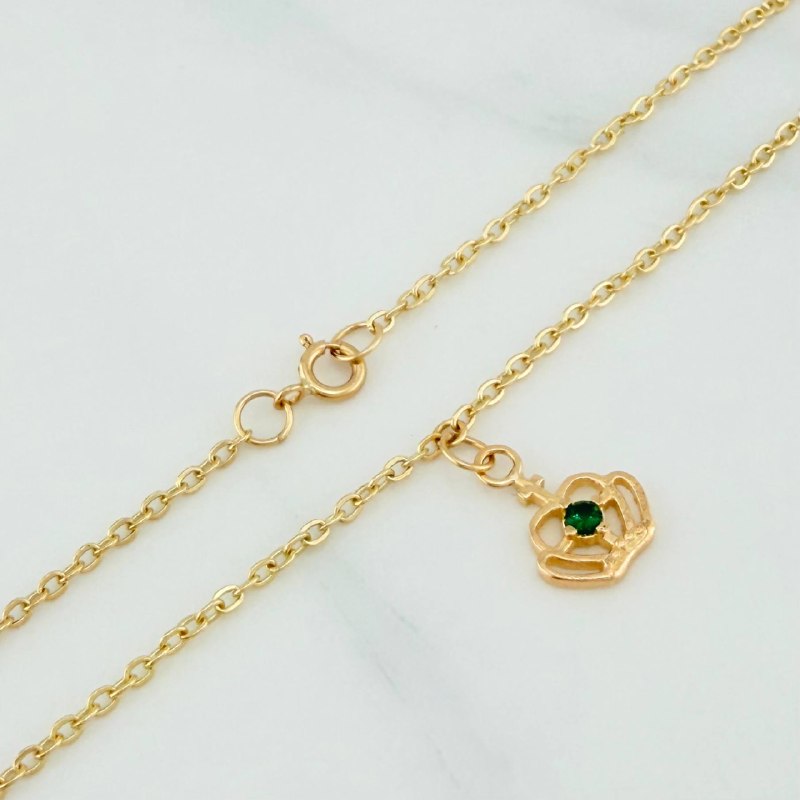 Tobillera Aro Seguido Corona 1.7 g / 9 3/4 in / 4 mm Oro Amarillo 18K