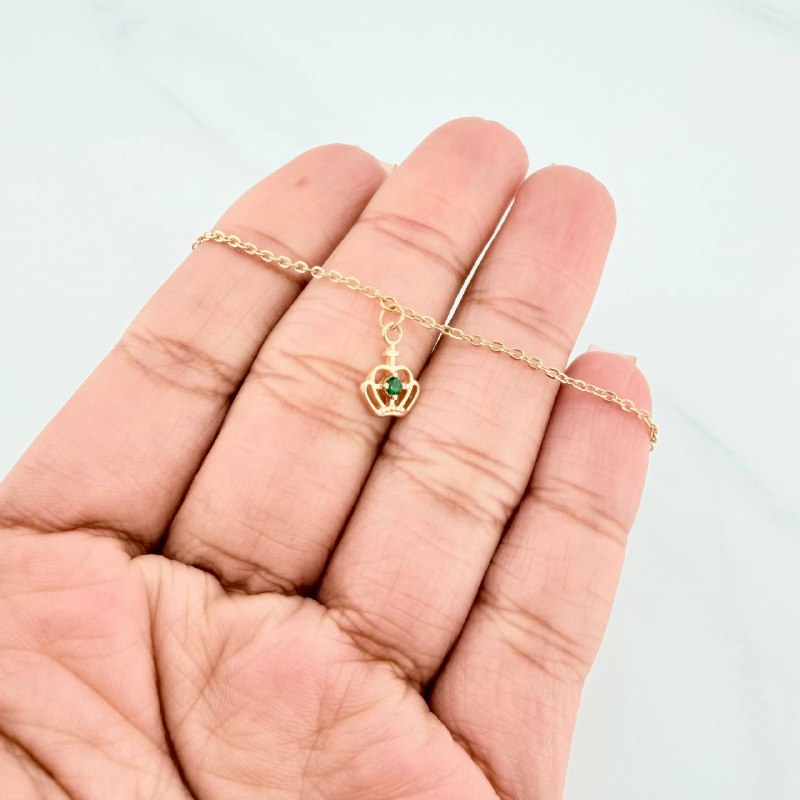 Tobillera Aro Seguido Corona 1.7 g / 9 3/4 in / 4 mm Oro Amarillo 18K