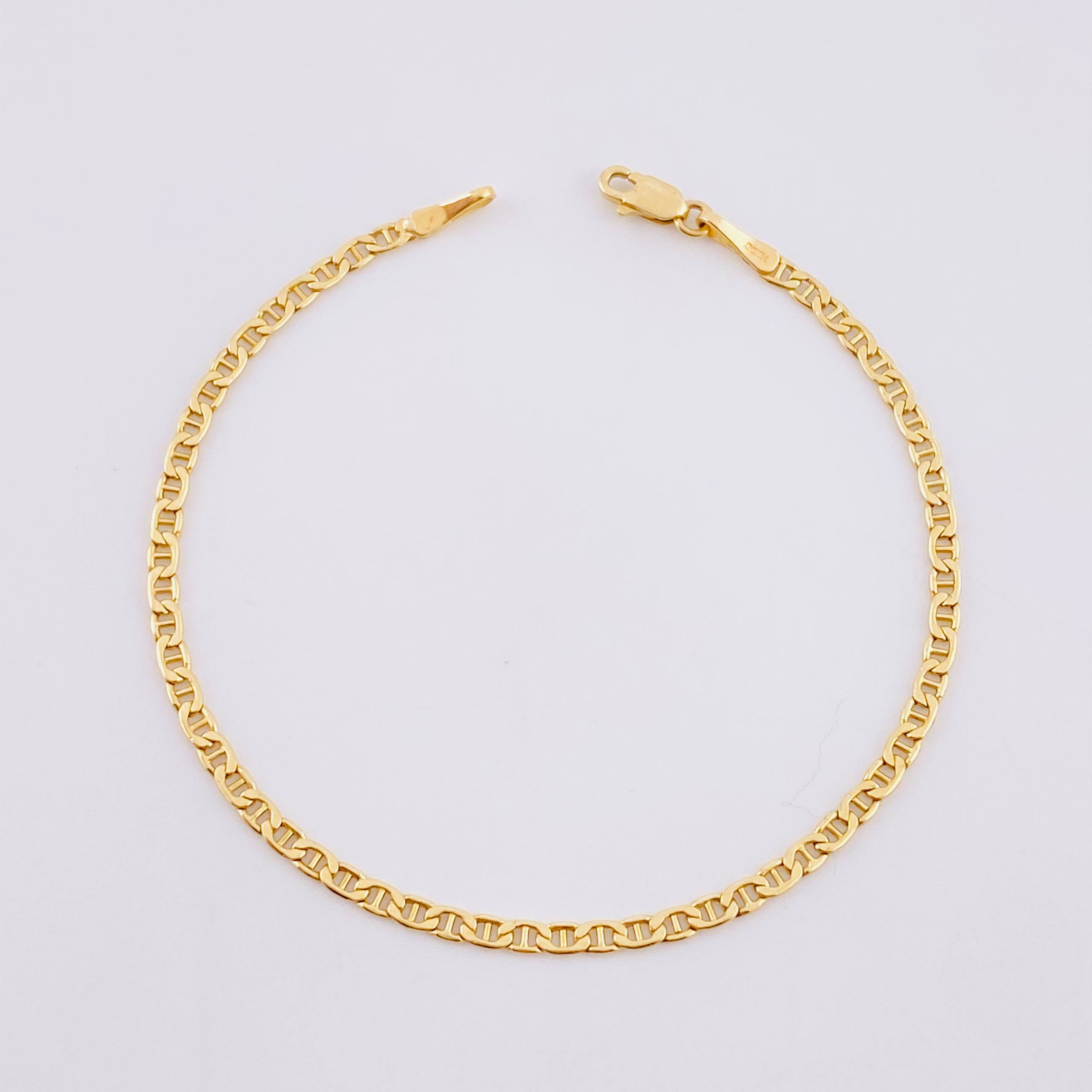 Flat Mariner Bracelet 1.4g / 6 1/2 in / 2.2mm Yellow Gold 18K