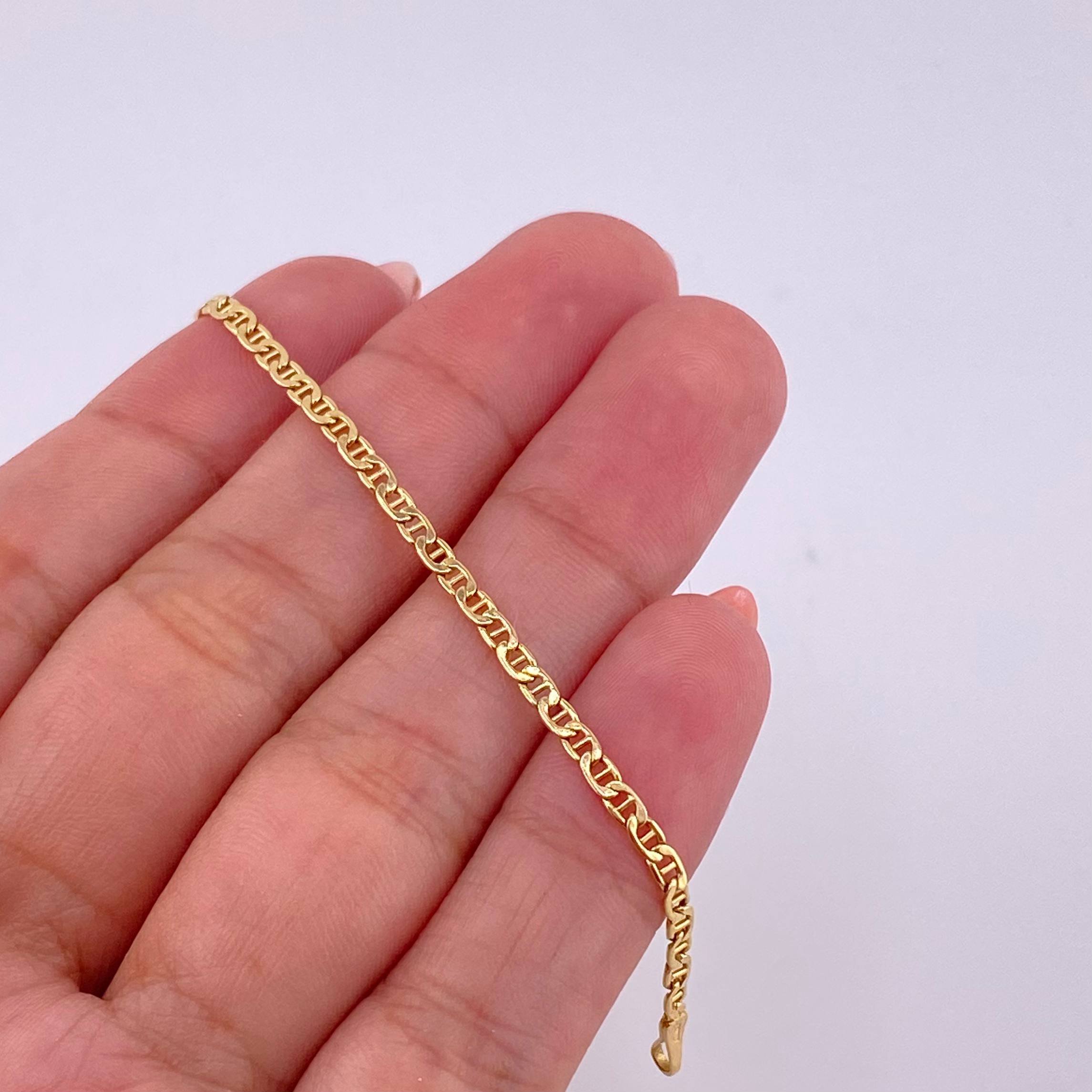 Flat Mariner Bracelet 1.4g / 6 1/2 in / 2.2mm Yellow Gold 18K