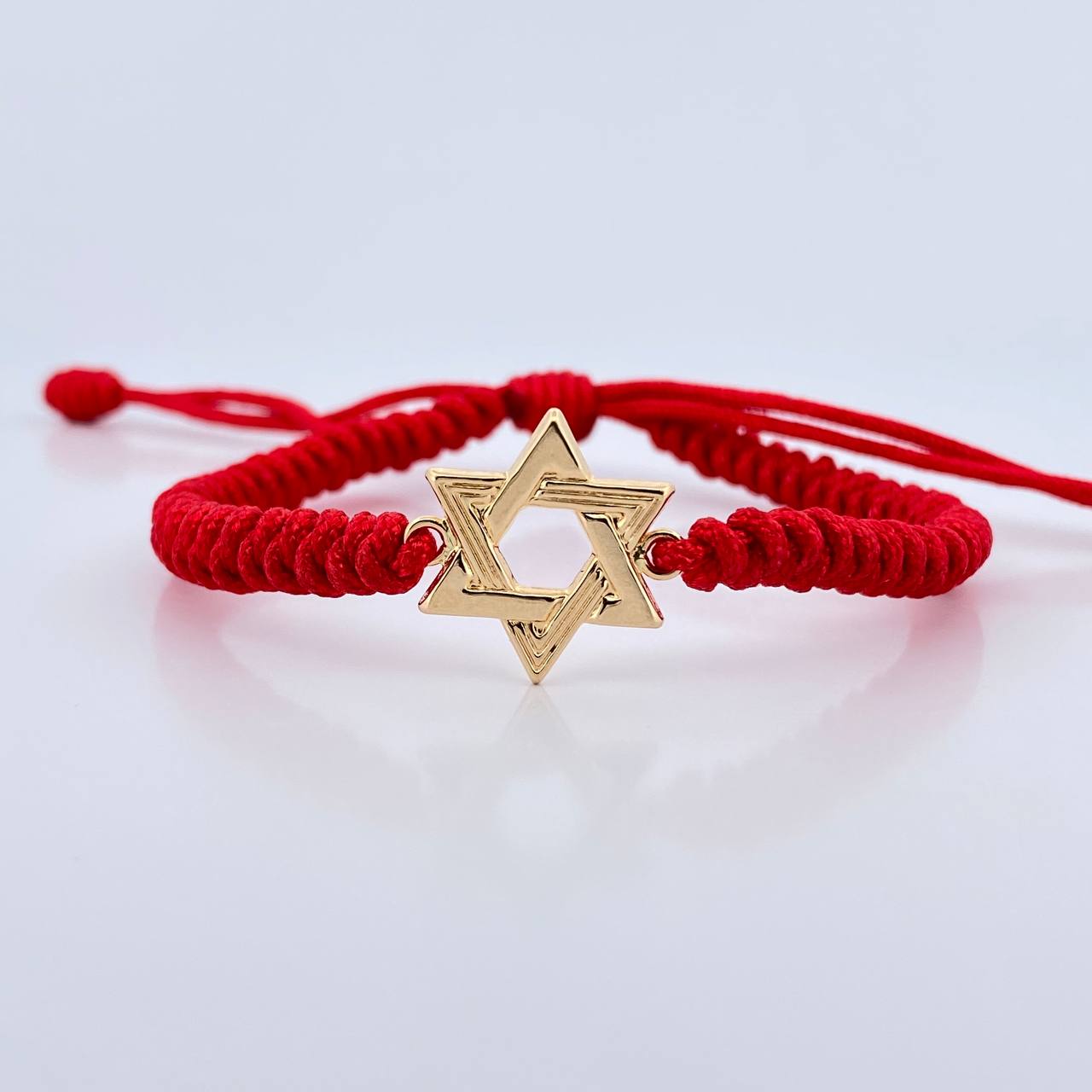 Red Woven Bracelet Star of David 1.1gr / 18K Gold