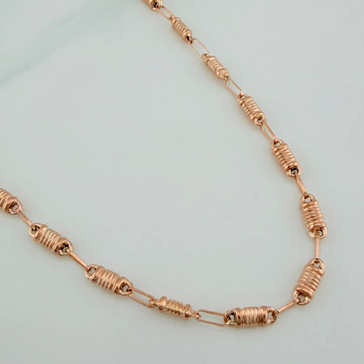 Rustic Barrel Chain 8.2gr / 23 3/4 in / 1.45mm 18K Rose Gold $