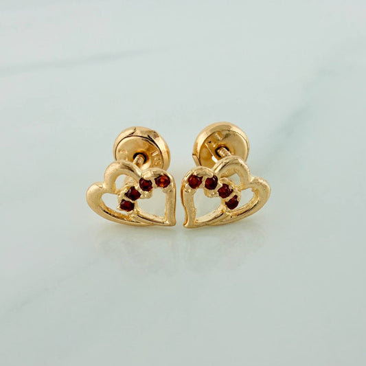 Double Heart Stud Earrings 0.85g / 5.7mm 18K Yellow Gold %