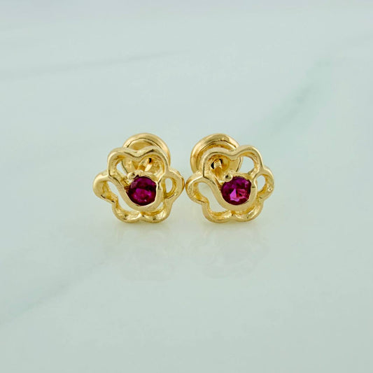 Flower Silhouette Stud Earrings 1.2g / 7.9mm 18K Yellow Gold %