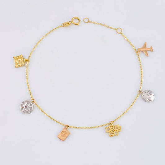Classic Link Bracelet Traveler 2.5g / 7 1/2 in / 1mm Three Golds 18K