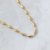 Rustic Chain Barrel Striped 12.1gr / 60cm / 4.4mm Diamond Cut 18K Yellow Gold