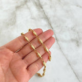 Rustic Chain Barrel Striped 12.1gr / 60cm / 4.4mm Diamond Cut 18K Yellow Gold