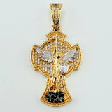 Dije San Miguel Arcangel 8.85gr / 1 1/2 in / Dos Oros Amarillo Blanco 18K