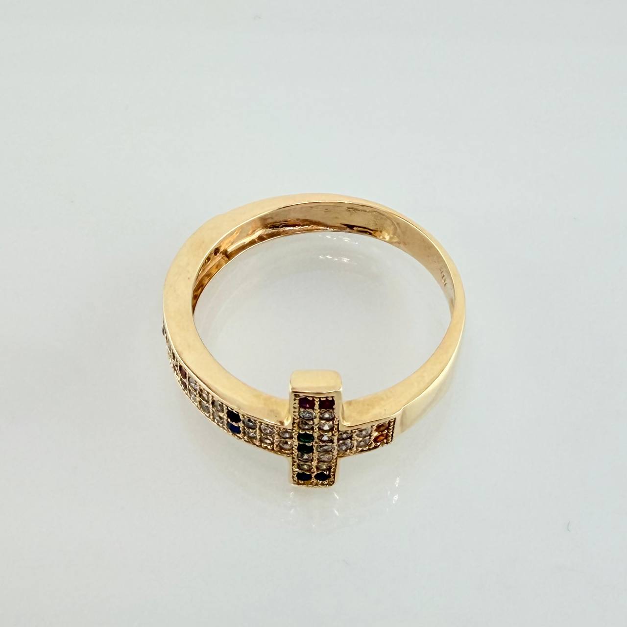Anillo Cruz Tupida 3gr / T6 3/4 / Oro Amarillo 18K *