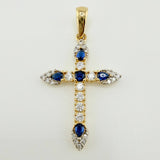 Dije Cruz Tupida 1.95gr / 1 1/2 in / Dos Oros Amarillo Blanco 18K