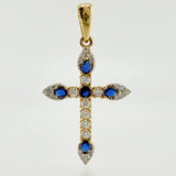 Dije Cruz Tupida 1.95gr / 1 1/2 in / Dos Oros Amarillo Blanco 18K