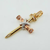 Nail Cross Pendant 3.9gr / 1 1/2 in / Tri-Color Gold 18K