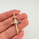 Nail Cross Pendant 3.9gr / 1 1/2 in / Tri-Color Gold 18K