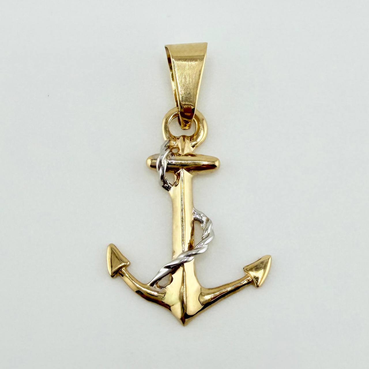 Anchor Pendant 1.45gr / 1 1/4 in / Two-Tone Yellow White Gold 18K
